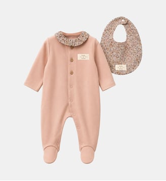 Ensemble pyjama et bavoir liberty - IL GUFO - Rose clair