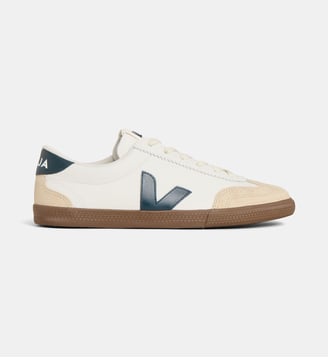 Tennis basses Volley O.T. cuir - Veja - Écru et bleu