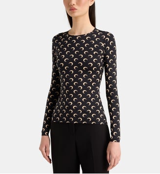 Top slim Moon manches longues - Marine Serre - Noir et beige
