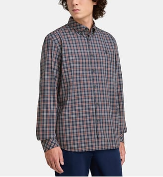Chemise en popeline de coton à col américain - North Sails - Bleu et rouge