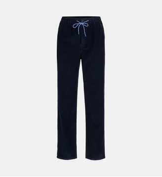 Pantalon carotte en velours à cordon - Serge Blanco - Bleu marine