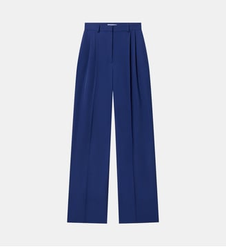 Pantalon large en laine Pleated - Stella McCartney - Indigo
