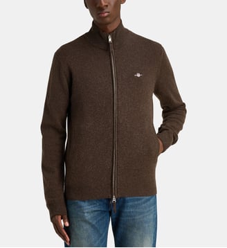 Gilet zippé en laine - Gant - Marron