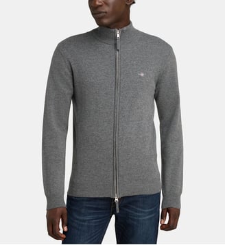 Gilet zippé en laine - Gant - Gris foncé