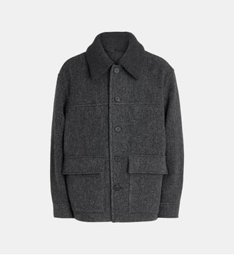 Veste droite Jumper en laine chinée - Solid Homme - Gris foncé