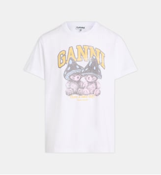 T-shirt Teddy coton bio - Ganni - Blanc et multicolore