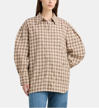 Chemise en flanelle - Ganni - Beige et marron