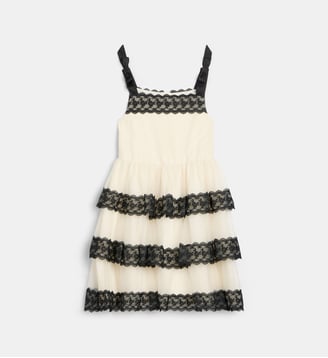 Robe de cérémonie en tulle et dentelle à volants - Self Portrait - Cream