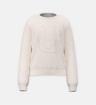 Pull G Brodée - Guess - Crème