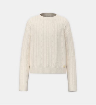 Pull torsadé col rond - Guess - Crème