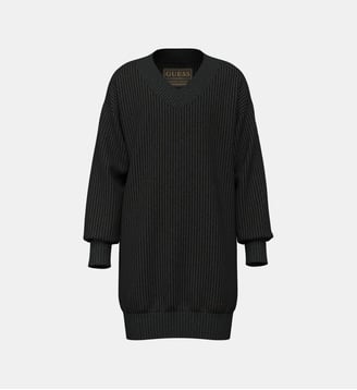 Robe en maille à col V et manches longues - Guess - Noir