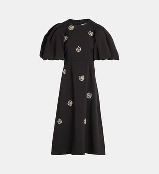 Robe longue à manches bouffantes avec fleurs en strass - Stine Goya - Noir