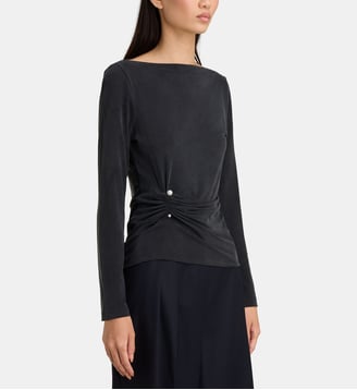 Top slim à manches longues et col bénitier - Stine Goya - Black