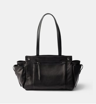 Grand sac cabas en cuir Route - Prada - Noir