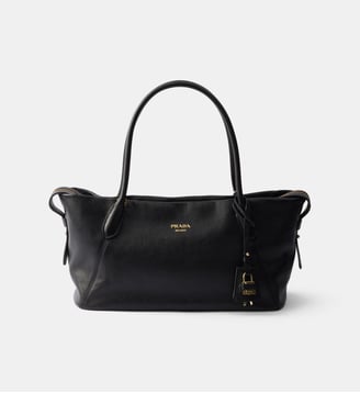 Sac cabas Ouvert en cuir grand format - Prada - Noir