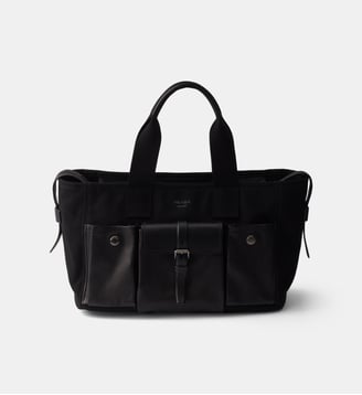 Grands cabas Route en toile et cuir - Prada - Noir