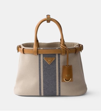 Petit sac Buckle en toile et cuir - Prada - Neutre