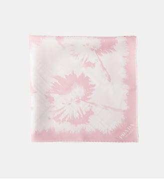 Foulard Double Match 65 en sergé de soie - Prada - Rose