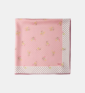 Écharpe en sergé imprimé en soie 90 - Prada - Rose