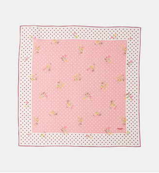 Foulard en sergé de soie imprimé 55  - Prada - Rose