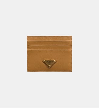 Porte-cartes en cuir Saffiano - Prada - Marron