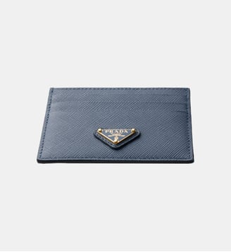 Porte-cartes en cuir Saffiano - Prada - Bleu