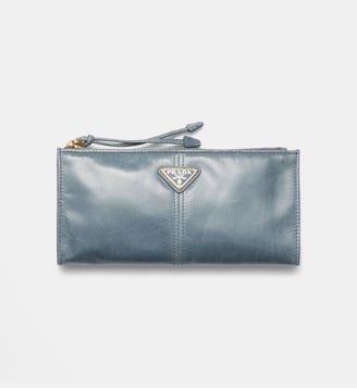 Pochette en cuir - Prada - Bleu gris