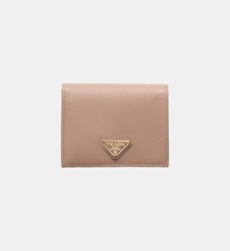 Petit portefeuille en cuir Saffiano - Prada - Poudre