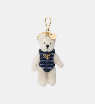 Charm porte-clés Teddy bear avec anneau en métal - Prada - Blanc