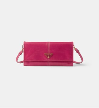 Porte-monnaie en cuir avec bandoulière - Prada - Rose