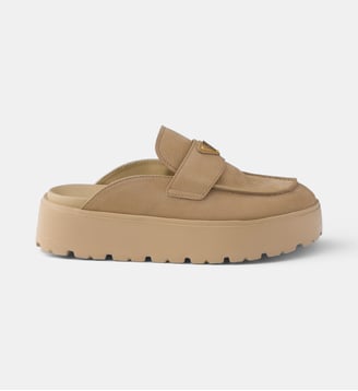 Mules à semelle plateforme en nubuck - Prada - Neutre