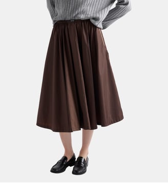 Jupe midi froncée en Re-Nylon - Prada - Marron