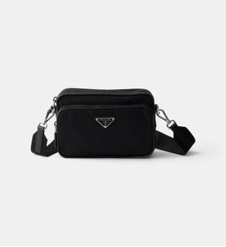 Sac porté épaule en Re-Nylon et cuir Saffiano - Prada - Noir