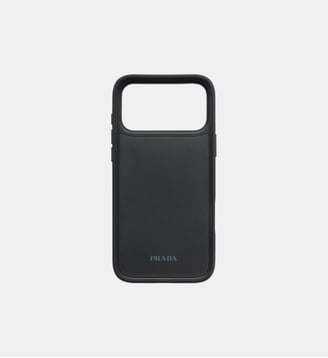 Coque pour iPhone 17 Pro Max en cuir Saffiano - Prada - Noir