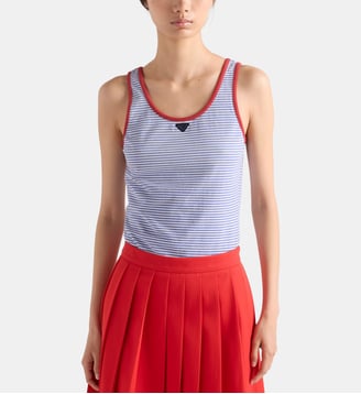 Débardeur en jersey de coton rayé - Prada - Bleu clair