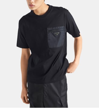 T-shirt en Re-Nylon et jersey - Prada - Noir