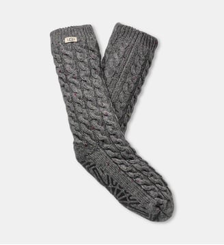 Chaussettes Chaussons Elowyn en maille torsadée - Ugg - Gris
