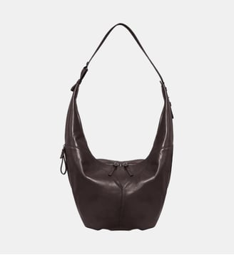 Sac à main Hobo Bow M en cuir - Bonastre - Marron foncé