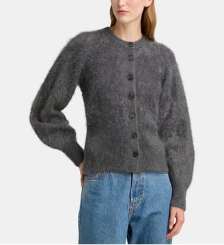 Cardigan court Grizzly Sculpted en cachemire - Guest In Residence - Charbon