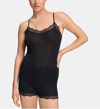 Top à fines bretelles Woolen Lace - Hanro - Black