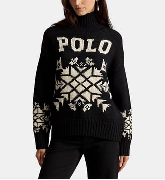 Pull à col roulé en laine - Polo Ralph Lauren - Noir et crème