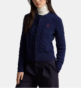 Cardigan torsadé en laine et cachemire - Polo Ralph Lauren - Bleu marine