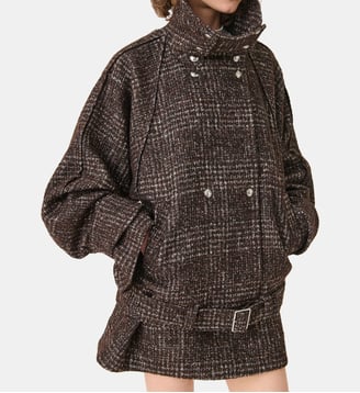 Trench Inja court en tweed - Iro - Marron