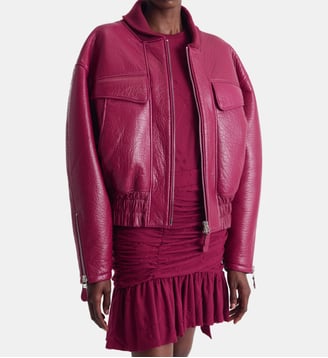 Bomber Dunea oversize en cuir - Iro - Bordeaux