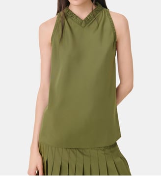 Top fluide Anxa col V froncé - Iro - Olive