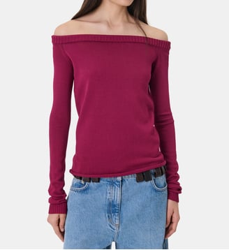 Pull Bulle ajusté en maile col bardot - Iro - Bordeaux