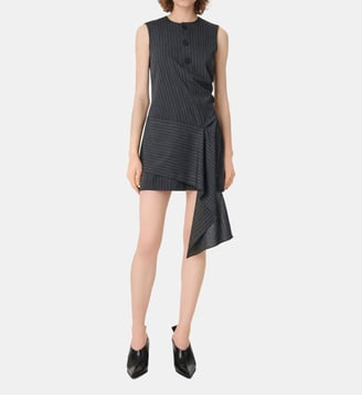 Robe Klea asymétrique à rayures en laine mélangée - Iro - Gris foncé