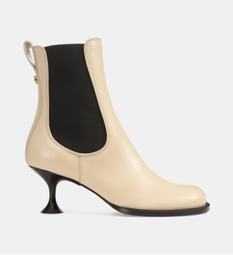 Bottines en cuir talon biseauté - Sergio Rossi - Beige et noir