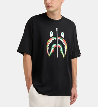 T-shirt Sta Camo Shark College Relax Fit - A BATHING APE ® - Black