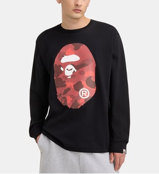 T-shirt à manches longues Camo Big Ape Head - A BATHING APE ® - Noir et rouge